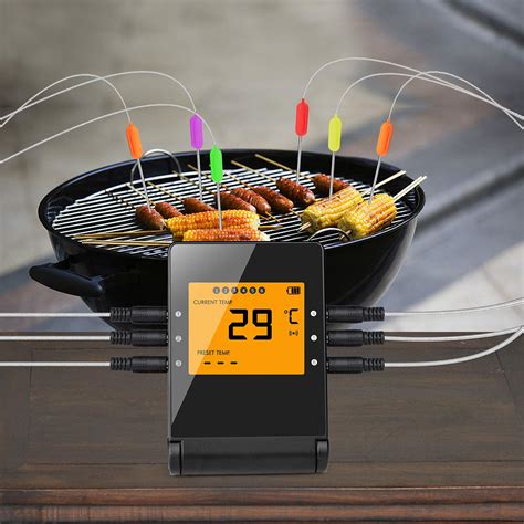 Shinmax Wireless BBQ Meat Thermometer for Grilling,APP Controlled Smart Cooking Bluetooth ...