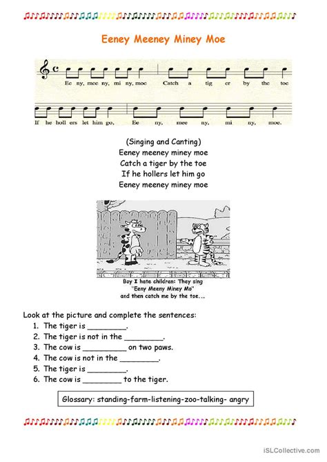 Eenie Meenie Miney Mo: English ESL worksheets pdf & doc