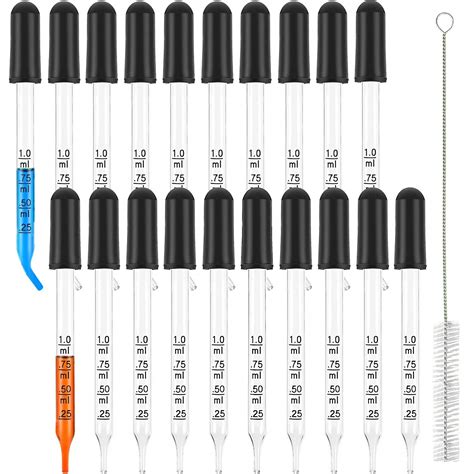 Buy 20 Pack Glass Droppers, Bent & Straight Tip Calibrated Glass Medicine Droppers for Essential ...