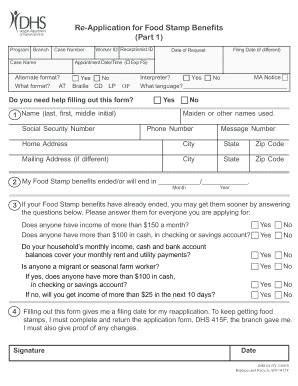 Application For Food Stamps - Fill and Sign Printable Template Online