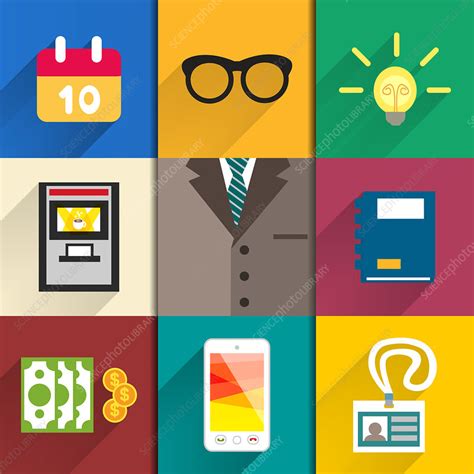 Business icons, illustration - Stock Image - F019/6698 - Science Photo Library