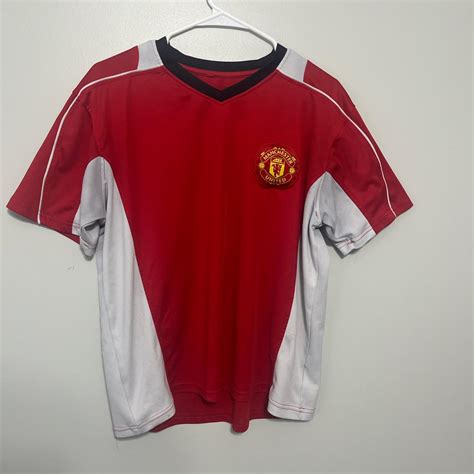 Manchester United red and white jersey - Depop