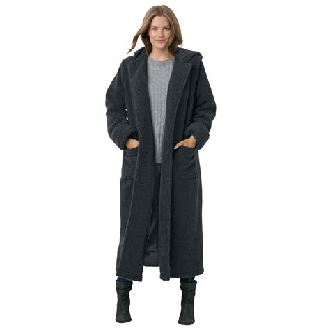 Woman Within - Woman Within Women's Plus Size Long Hooded Berber Fleece ...