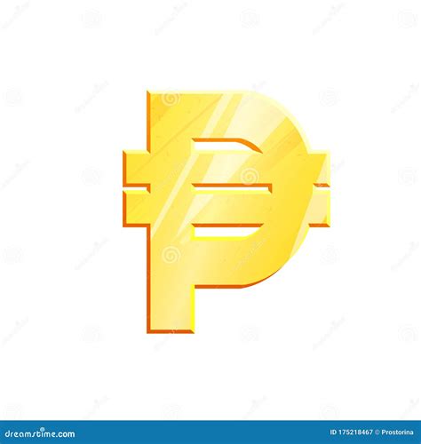 Golden Philippine Peso Currency Symbol With Magnifying Glass. Vector ...