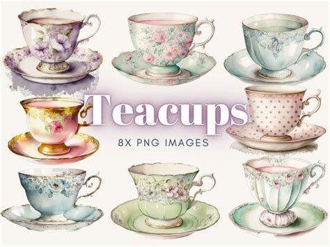 Teacup Clipart Tea Clipart Teacup Floral Vintage Tea Cups Tea Party Clipart Tea Cups Clipart ...