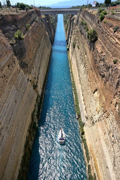 The Corinth Canal Submersible Bridge Stock Image - Image of canal ...