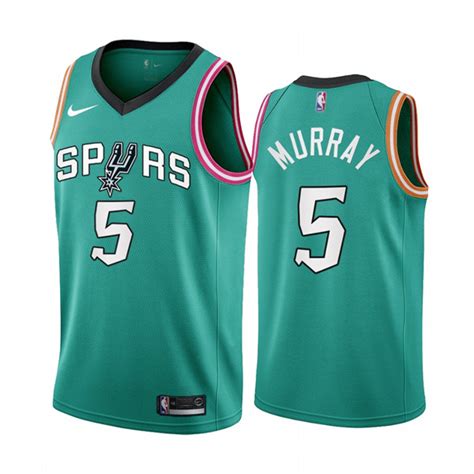 Men's San Antonio Spurs #5 Dejounte Murray 2022/23 Teal City Edition ...