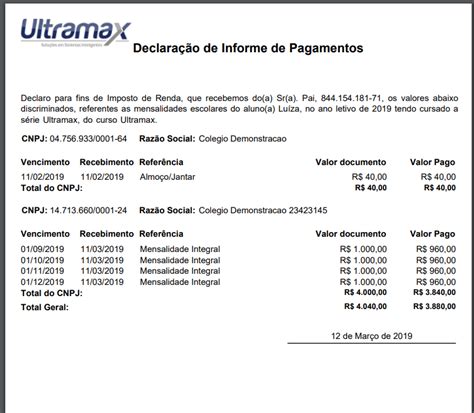 Exemplo De Declaração Imposto De Renda – Novo Exemplo