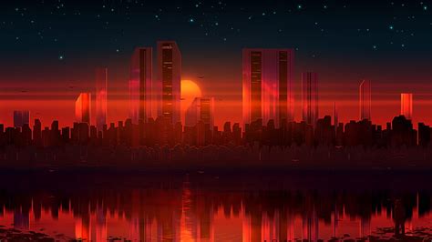 Sci Fi, City, Cityscape, Reflection, Sunset, HD wallpaper | Peakpx