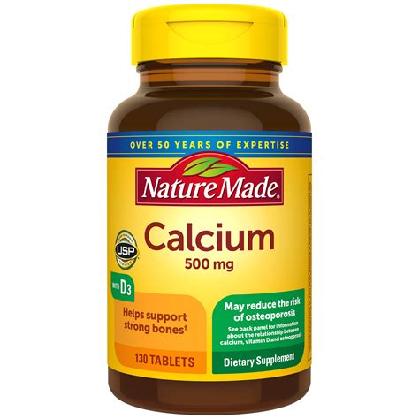 Nature Made Calcium 500 mg with Vitamin D3 Tablets, 130 CT | Pick Up In ...