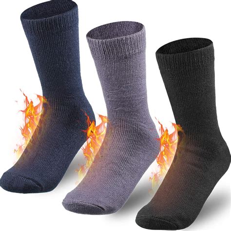 3 Pairs Heated Socks Thermal Socks Warm Thick Socks for Cold Winter, M ...