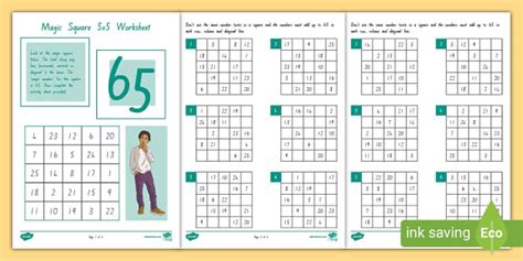 Magic Square 5×5 Worksheets | Maths | Algebra | Twinkl | NZ