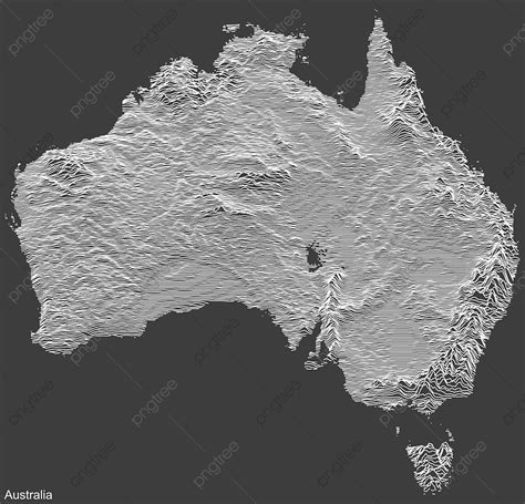 Topographic Map Contour Vector Art PNG, Topographic Negative Relief Map Of Australia With White ...