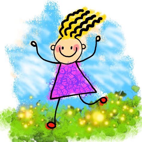 Happy Stick Girl Clip Art Free Stock Photo - Public Domain Pictures