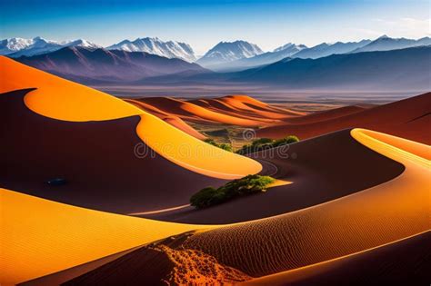 Sand Dunes in the Sahara Desert at Sunset. Ai Generated Stock Photo ...