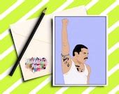 Freddie Mercury Greeting Card, Queen Band, Live Aid - Etsy
