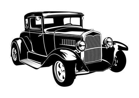 Vintage hot rod car silhouette. Vector. 21995228 Vector Art at Vecteezy