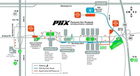 Terminals map Phoenix Sky Harbor International Airport PHX