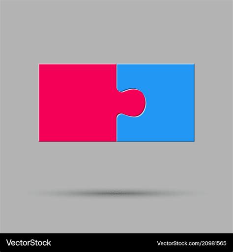 Two piece puzzle 2 step jigsaw logo Royalty Free Vector