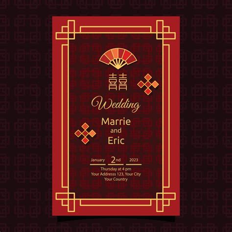 Red Yellow Chinese Wedding Invitation Card Design Template 13507574 Vector Art at Vecteezy