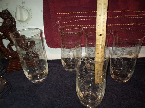 antique cut crystal highboy tumbler glasses 5 roses leaves pattern delicate | eBay
