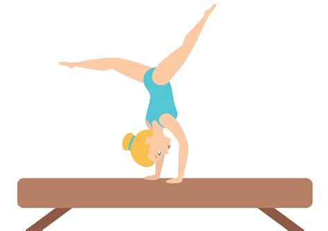 Download Gymnastics Girl On Balance Beam Cartoon Art Wallpaper | Wallpapers.com