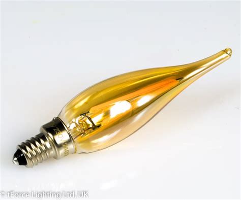 tForceLED E10 GS1 Filament (Flamme LED Ambre) Candle (Candelabra Bulb) 1W Beautiful Gold/Amber ...