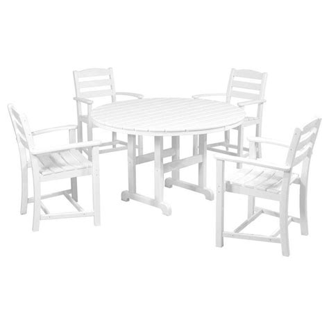 POLYWOOD La Casa Cafe White 5-Piece Patio Dining Set-PWS132-1-WH - The Home Depot