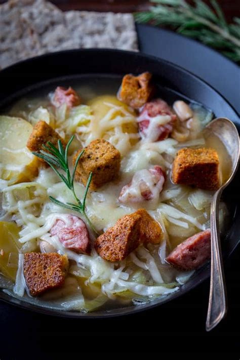 slow cooker kielbasa, cabbage and potato soup - Healthy Seasonal Recipes