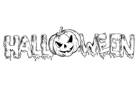 Halloween texte et citrouille - Halloween - Coloriages difficiles pour adultes