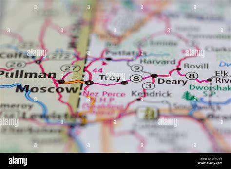 Troy Idaho USA shown on a Geography map or road map Stock Photo - Alamy