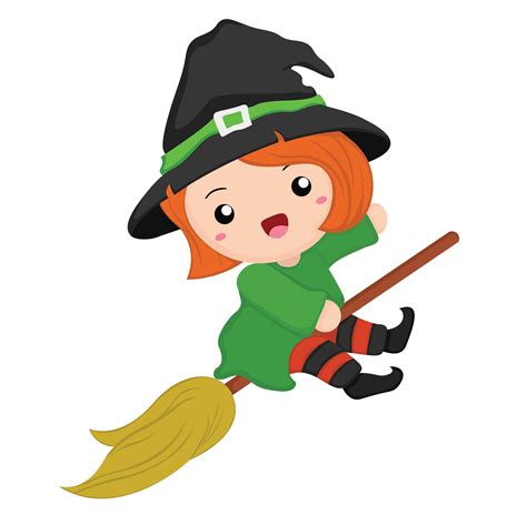 Cute Halloween Witch Costume Kids Cartoon Illustration Vector Clipart ...