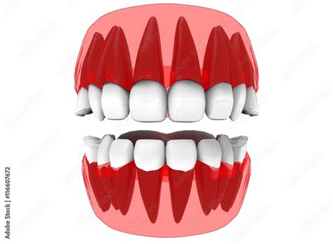 3d illustration of x-ray gum with teeth and tongue. icon for game web ...