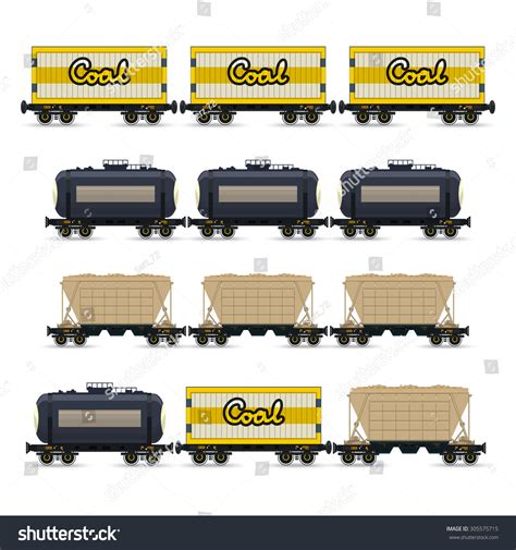 Set Different Types Freight Wagon Isolated Stock Vector (Royalty Free ...