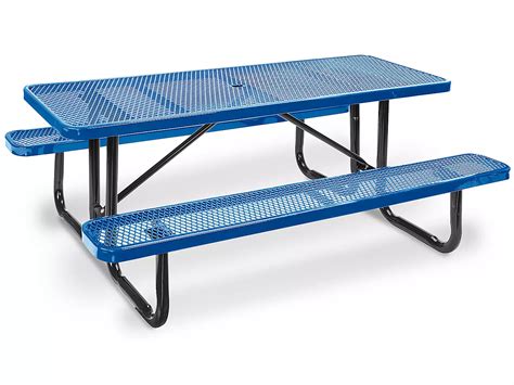 Metal Picnic Table - 6' Rectangle, Blue H-10002BLU - Uline