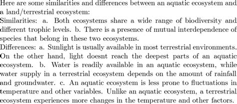 Terrestrial And Aquatic Ecosystem