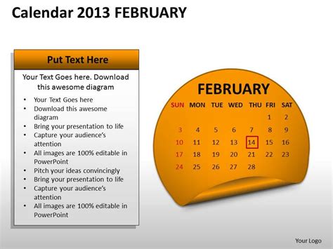 Calendar 2013 February PowerPoint Slides PPT templates | Presentation PowerPoint Images ...