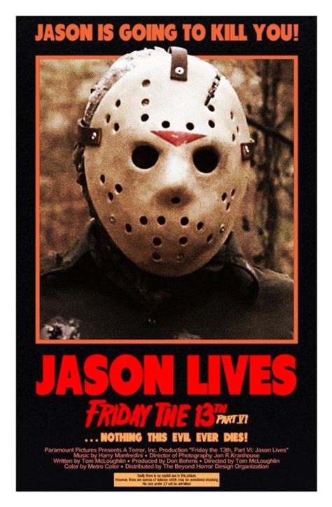 Jason Lives: Friday the 13th Part VI (1986) | Friday the 13th, Horror movie posters, Horror ...