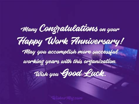 Happy Work Anniversary Wishes Quotes - Image to u