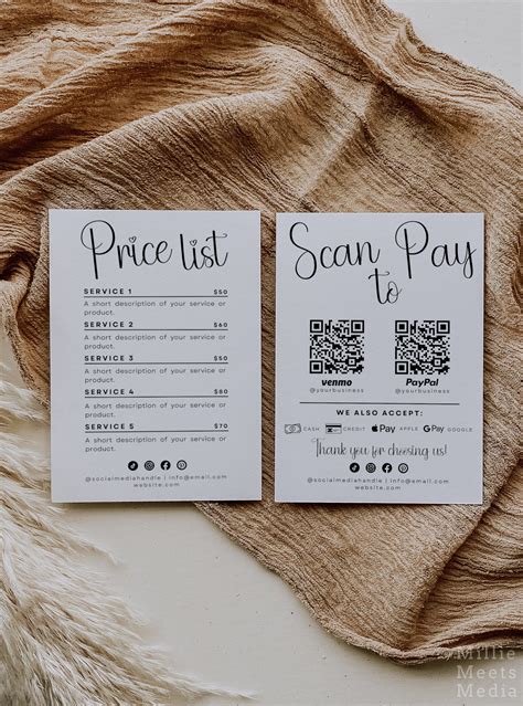 Price List Template & Scan to Pay Sign QR Code Sign Editable Price Guide Custom QR Code Price ...