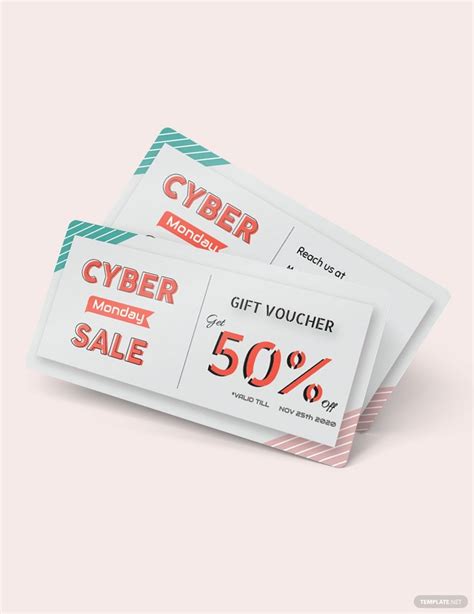 two cyber monday gift vouchers on pink background with freebier coupon