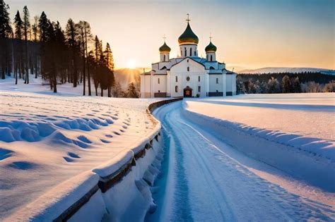 Premium Photo | A church in the snow