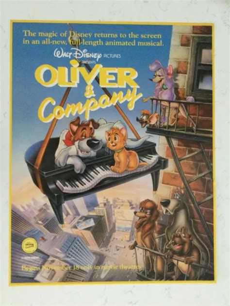 DISNEY OLIVER AND Company Film Poster 1988 Sears Commemorative Edition ...