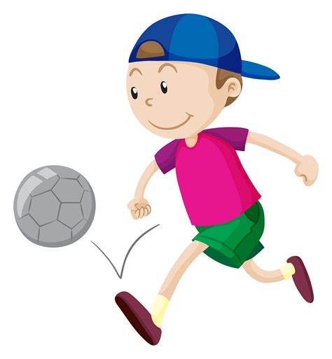 Cartoon Boy Playing Football Clip Art