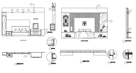 Master bedroom elevation dwg file - Cadbull