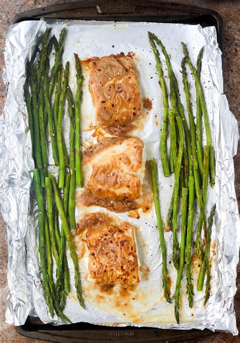 Sheet Pan Coconut Glazed Baked Cod & Asparagus - Hungry Hobby