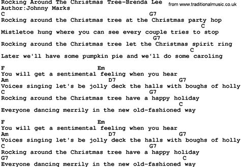 Country Music:Rocking Around The Christmas Tree-Brenda Lee Lyrics and Chords