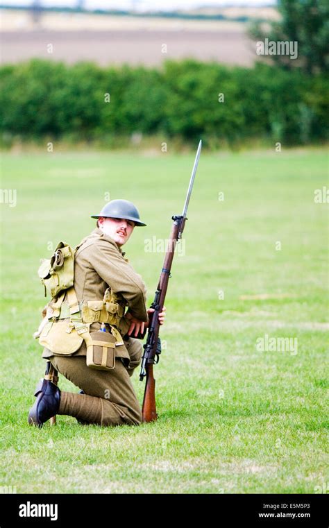 British Army Great War Soldier with Lee Enfield Rifle Sword Bayonet & 1908 Pattern webbing Stock ...