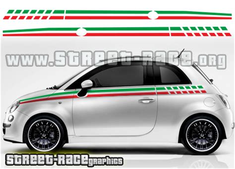 Fiat 500 racing stripes 001 -Italian Flag decals