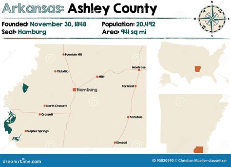 Arkansas: Ashley County Map Vector Illustration | CartoonDealer.com #78371292